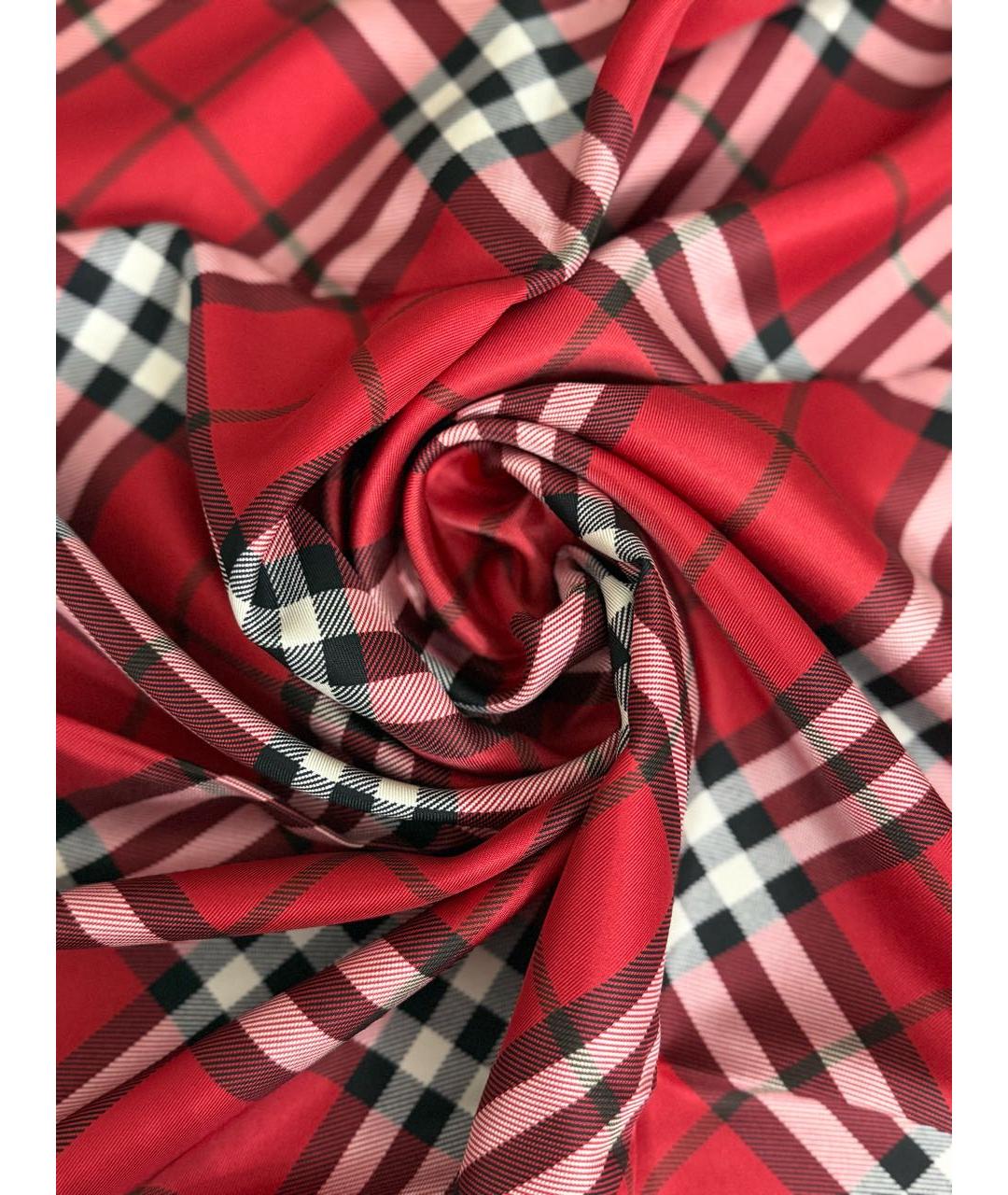 BURBERRY Красный шелковый платок, фото 6