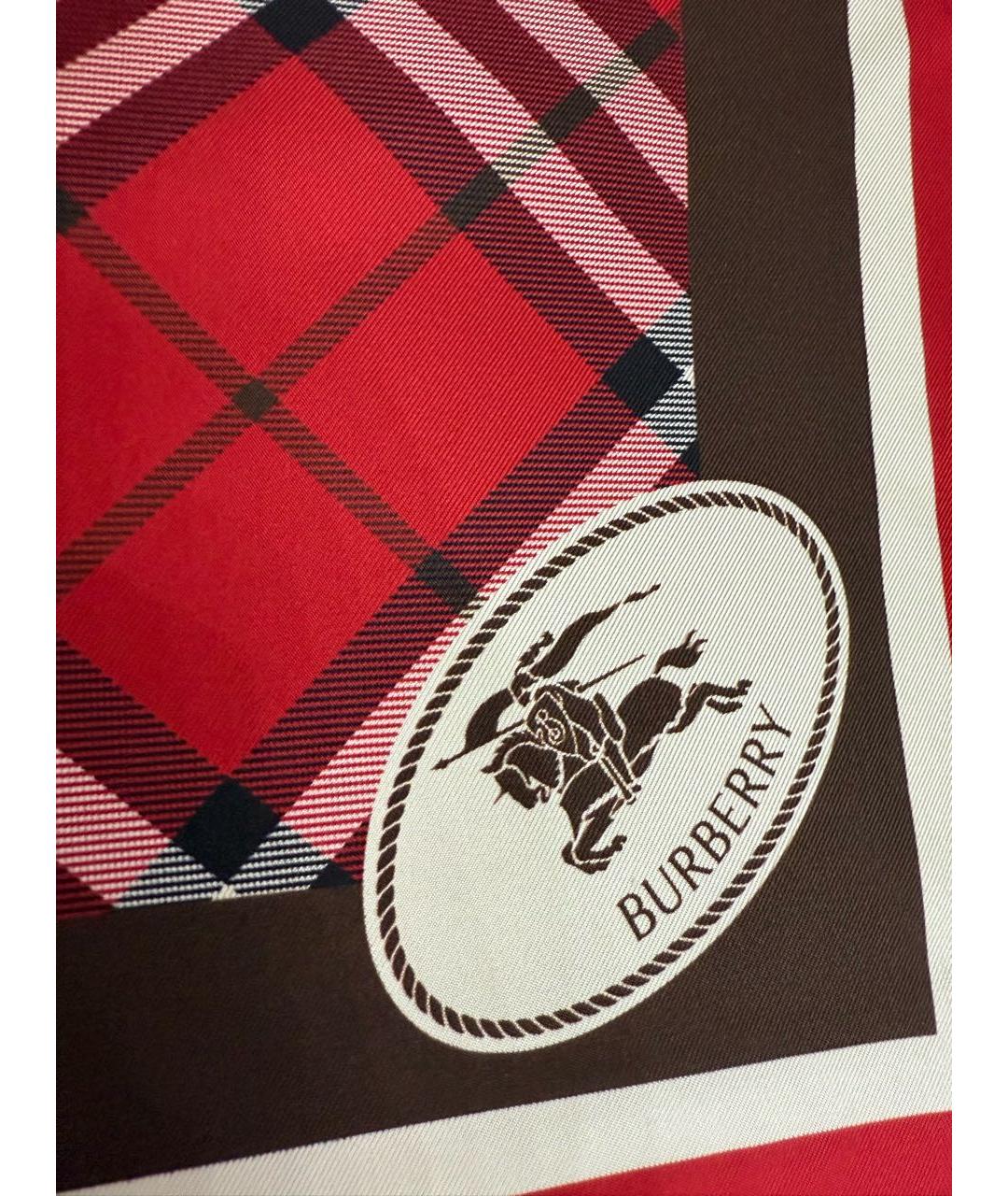 BURBERRY Красный шелковый платок, фото 5