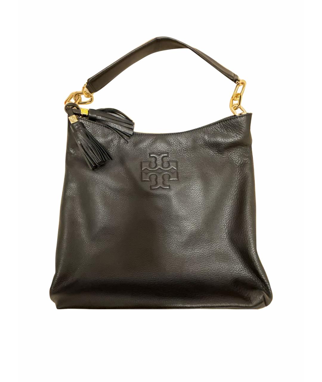 TORY BURCH Черная кожаная сумка тоут, фото 1