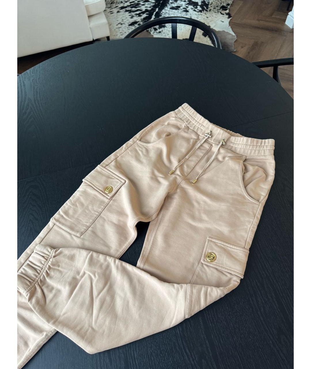 BALMAIN Бежевые хлопковые спортивные брюки и шорты, фото 4