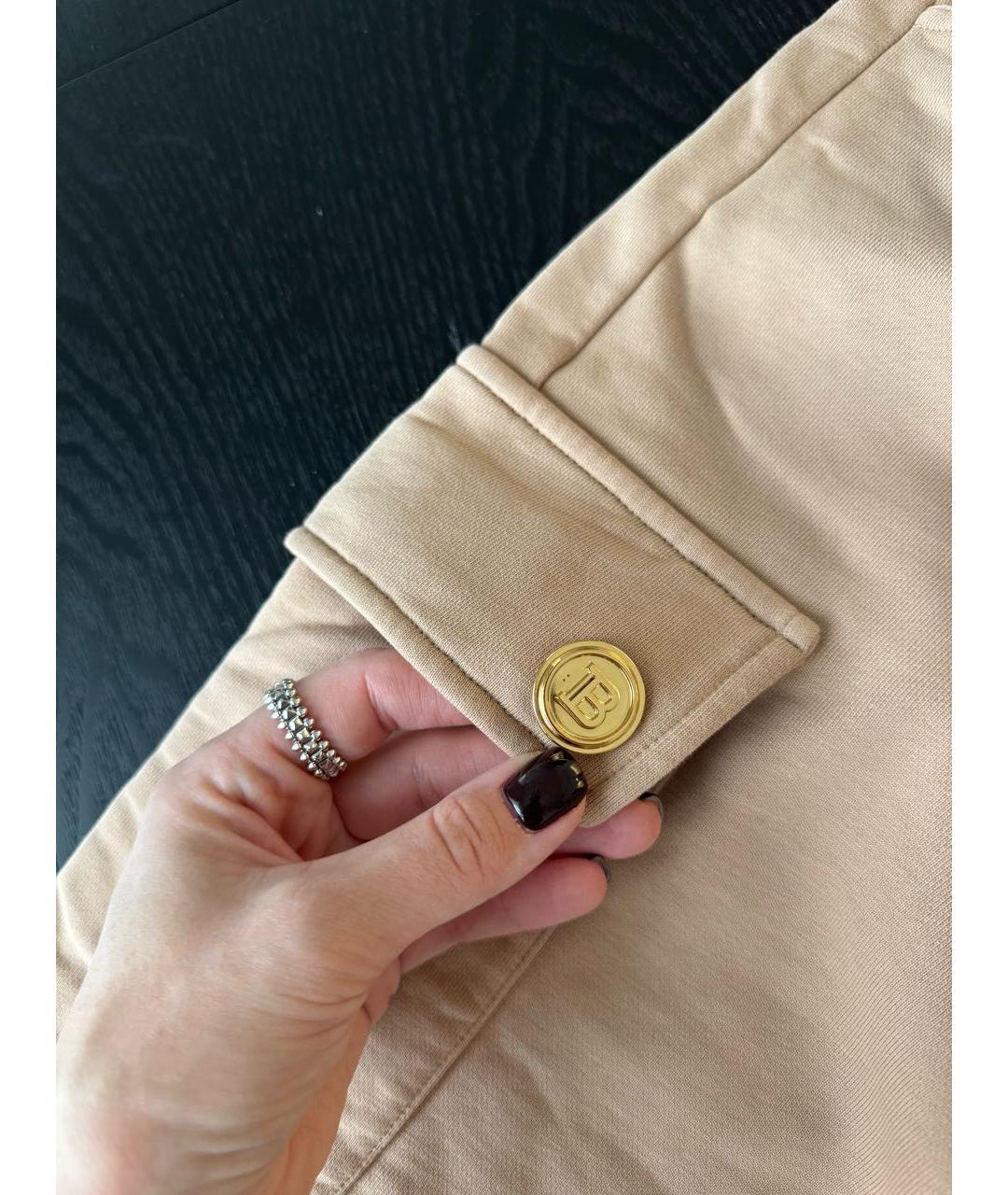 BALMAIN Бежевые хлопковые спортивные брюки и шорты, фото 6