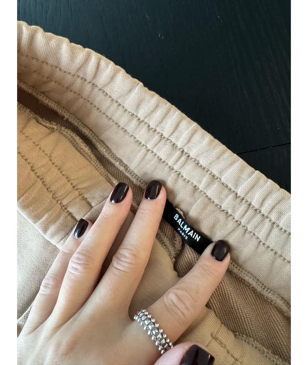 BALMAIN Бежевые хлопковые спортивные брюки и шорты, фото 5