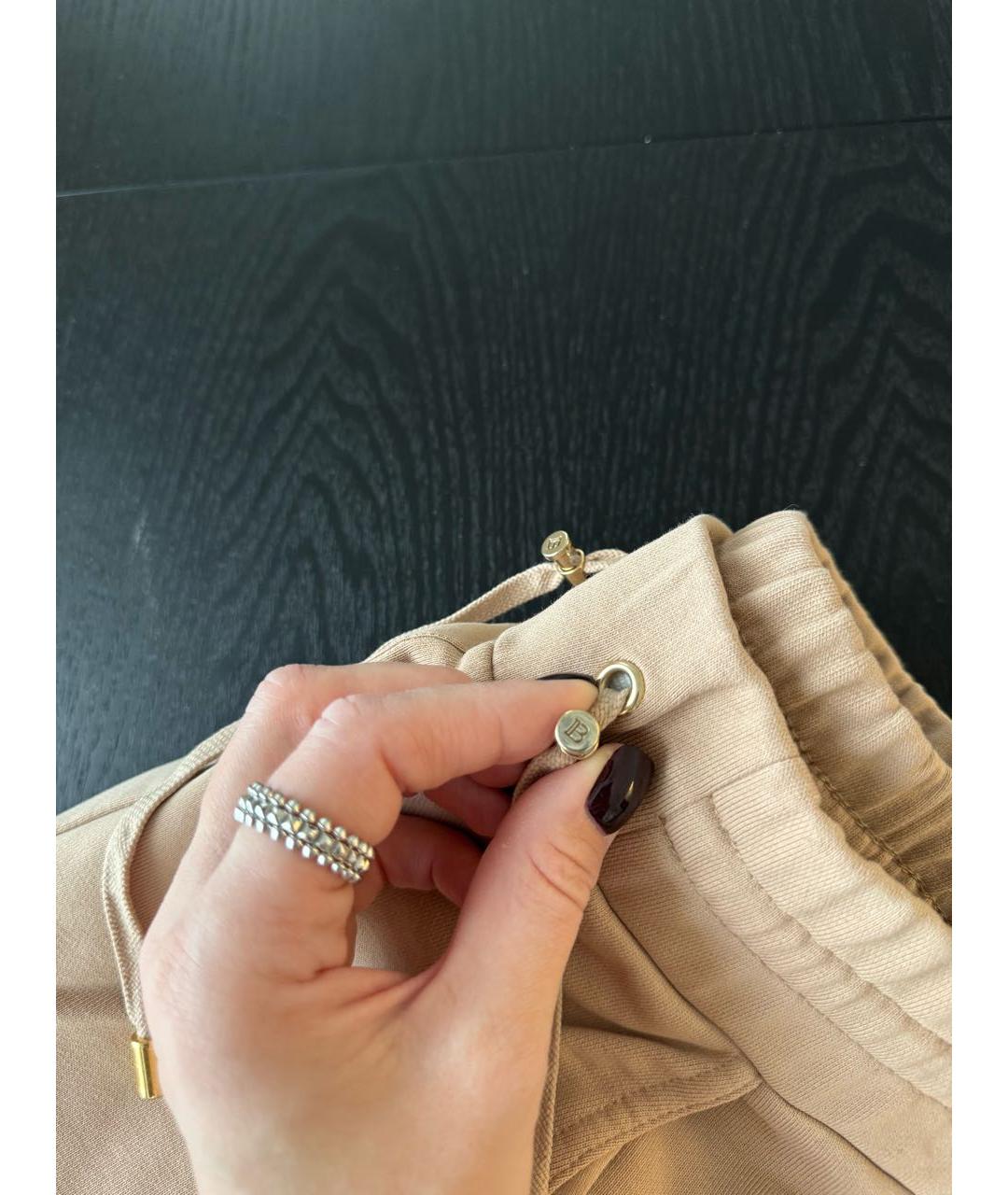 BALMAIN Бежевые хлопковые спортивные брюки и шорты, фото 8