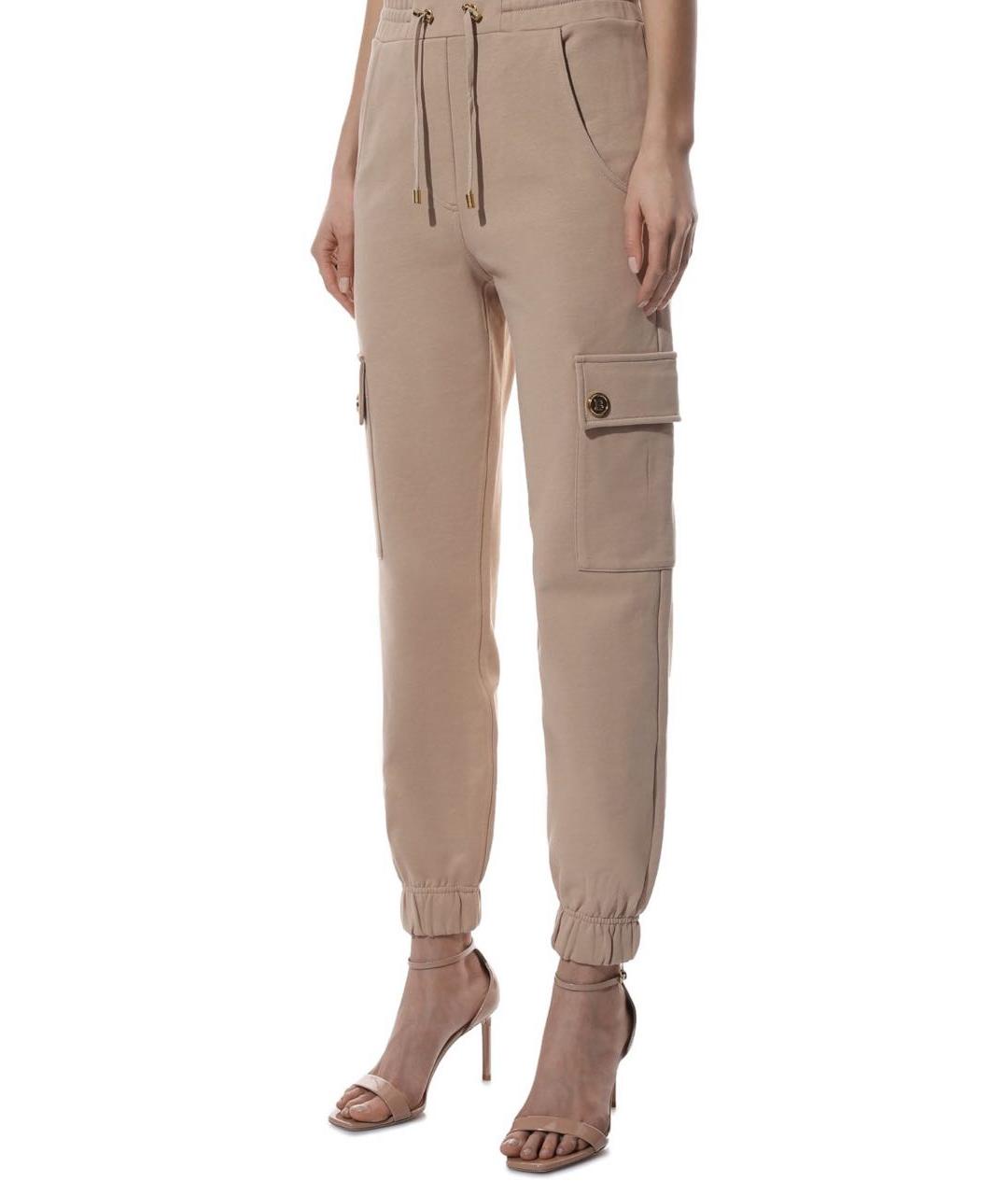 BALMAIN Бежевые хлопковые спортивные брюки и шорты, фото 2