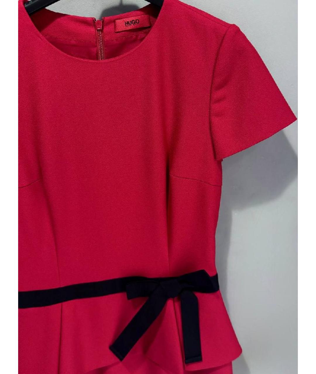 HUGO Красное полиэстеровое платье, фото 3