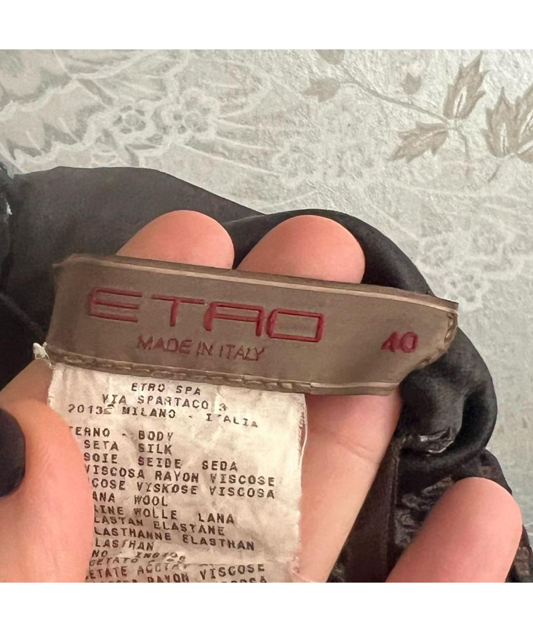 ETRO Коричневая шелковая юбка мини, фото 5