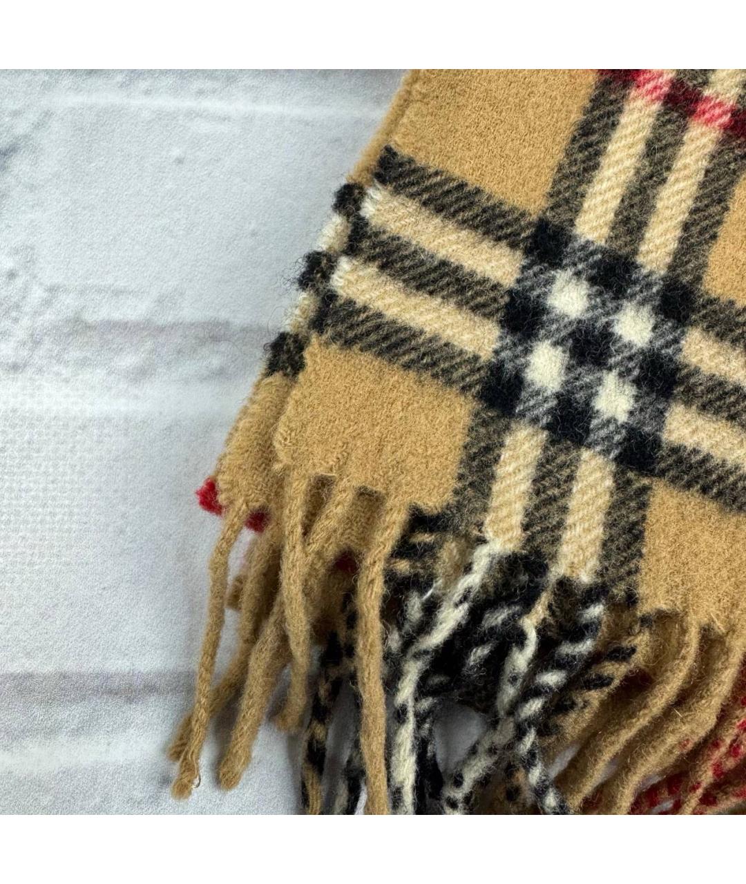 BURBERRY VINTAGE Бежевый шерстяной шарф, фото 3