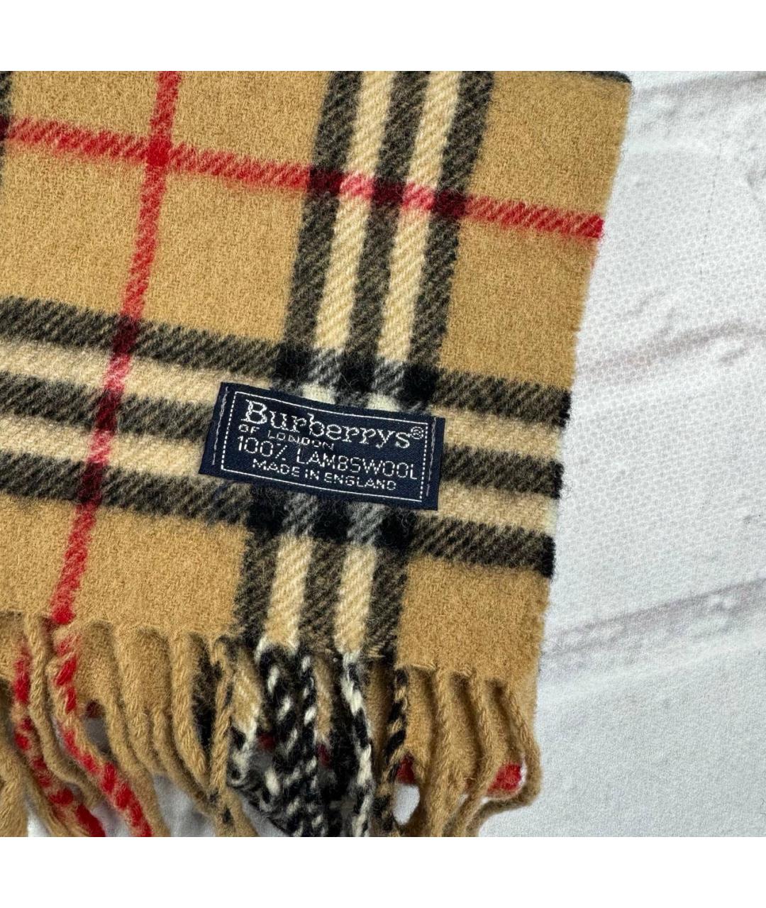 BURBERRY VINTAGE Бежевый шерстяной шарф, фото 2
