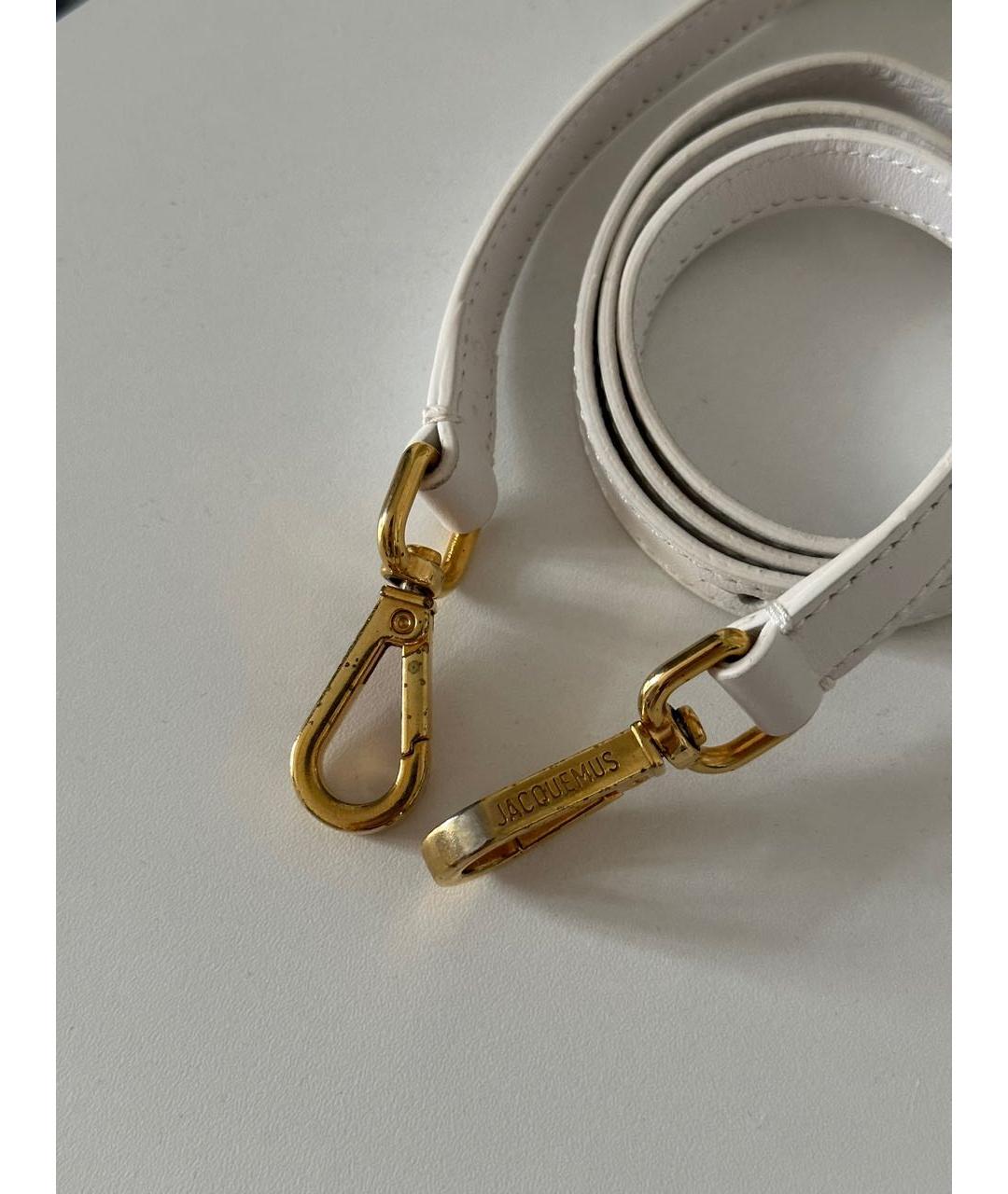 JACQUEMUS Белая кожаная сумка с короткими ручками, фото 7