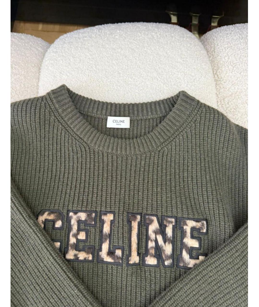 CELINE Хаки шерстяной джемпер / свитер, фото 3
