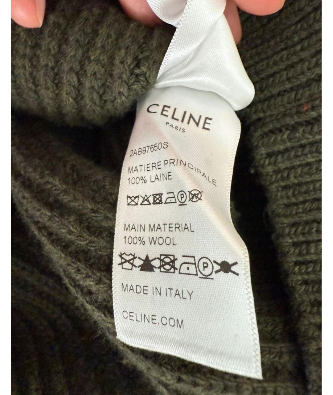 CELINE Хаки шерстяной джемпер / свитер, фото 6