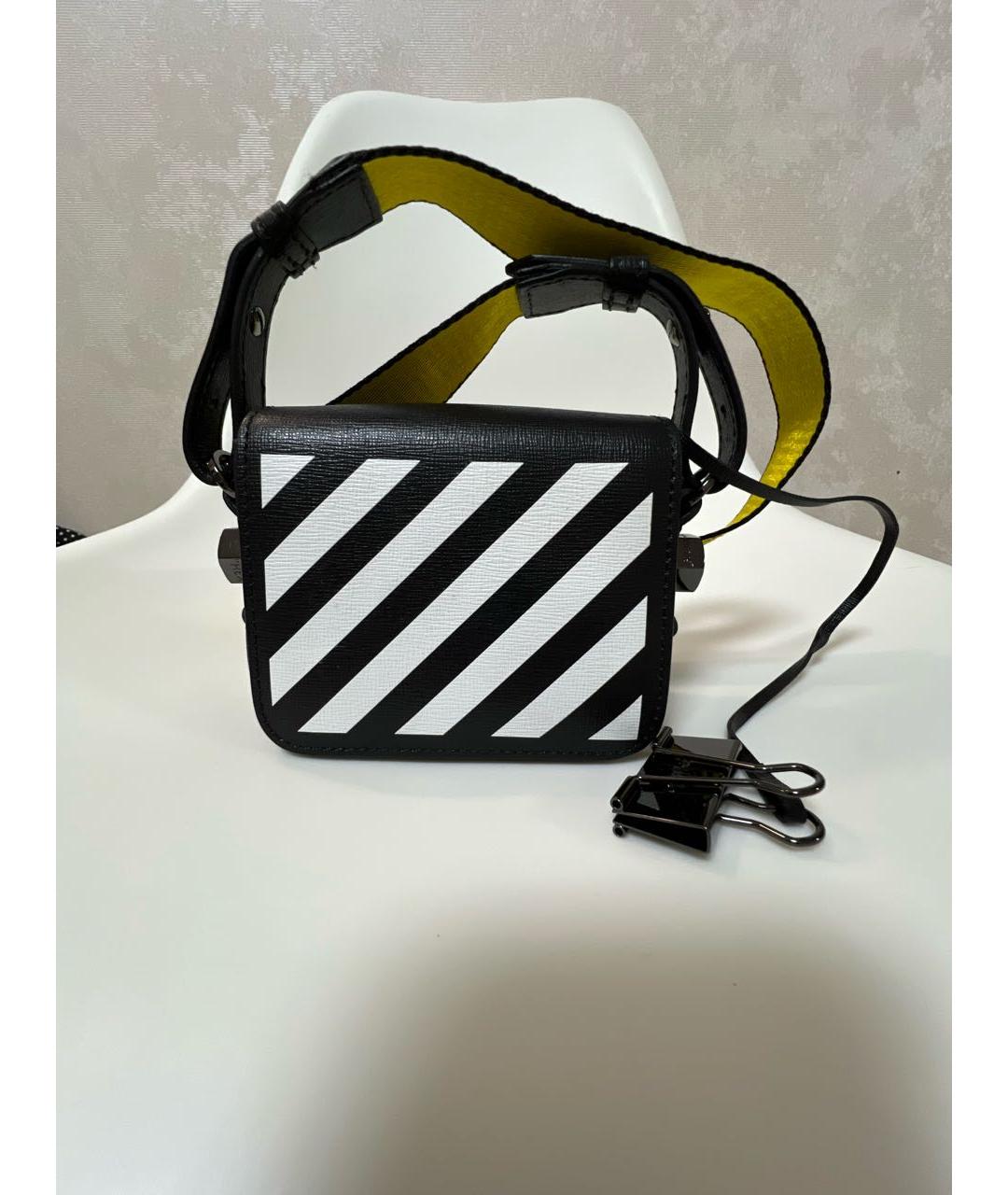 OFF-WHITE Черная кожаная сумка через плечо, фото 5