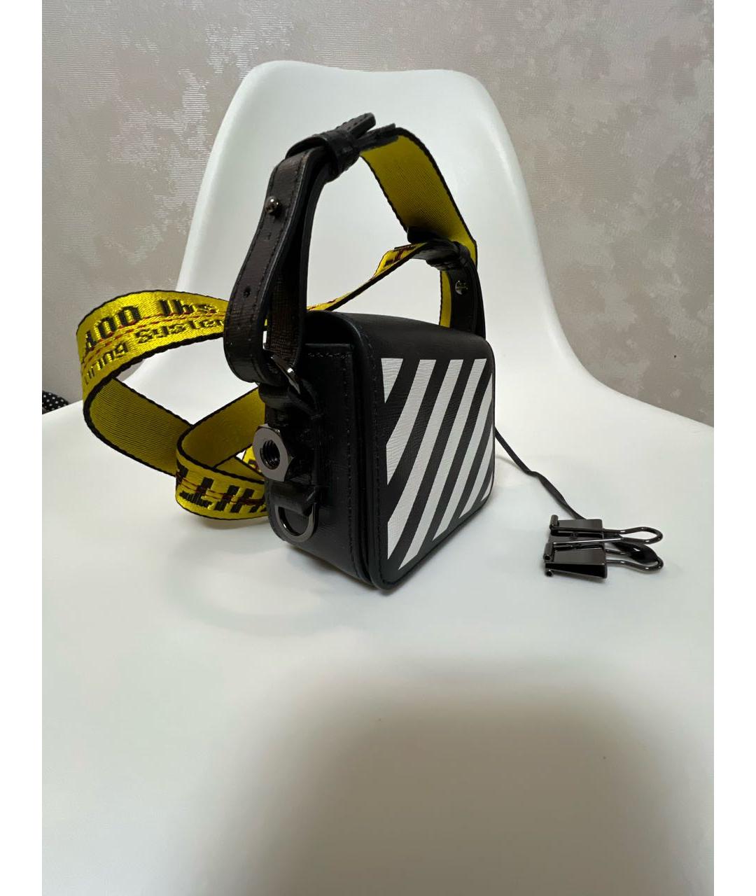 OFF-WHITE Черная кожаная сумка через плечо, фото 2