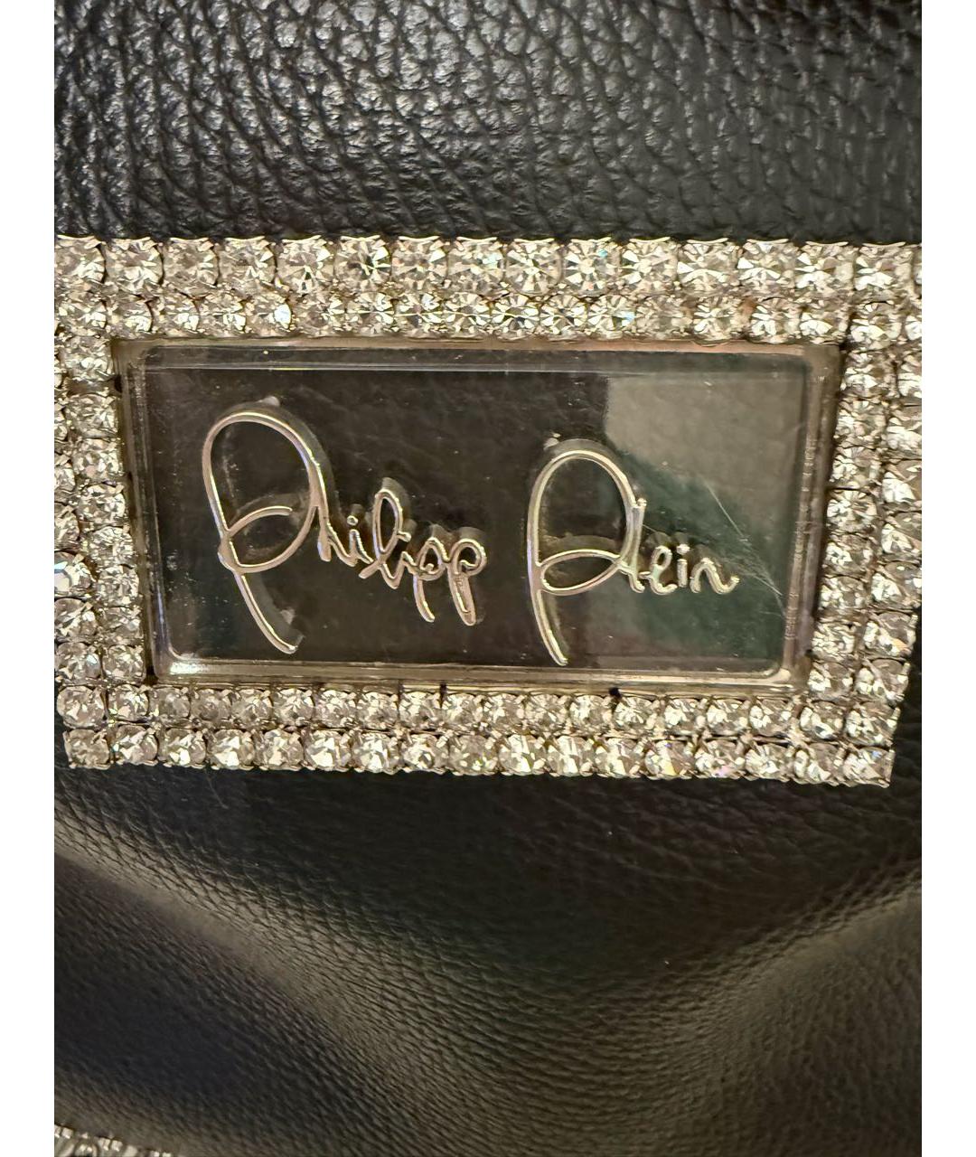 PHILIPP PLEIN Черная кожаная сумка тоут, фото 2