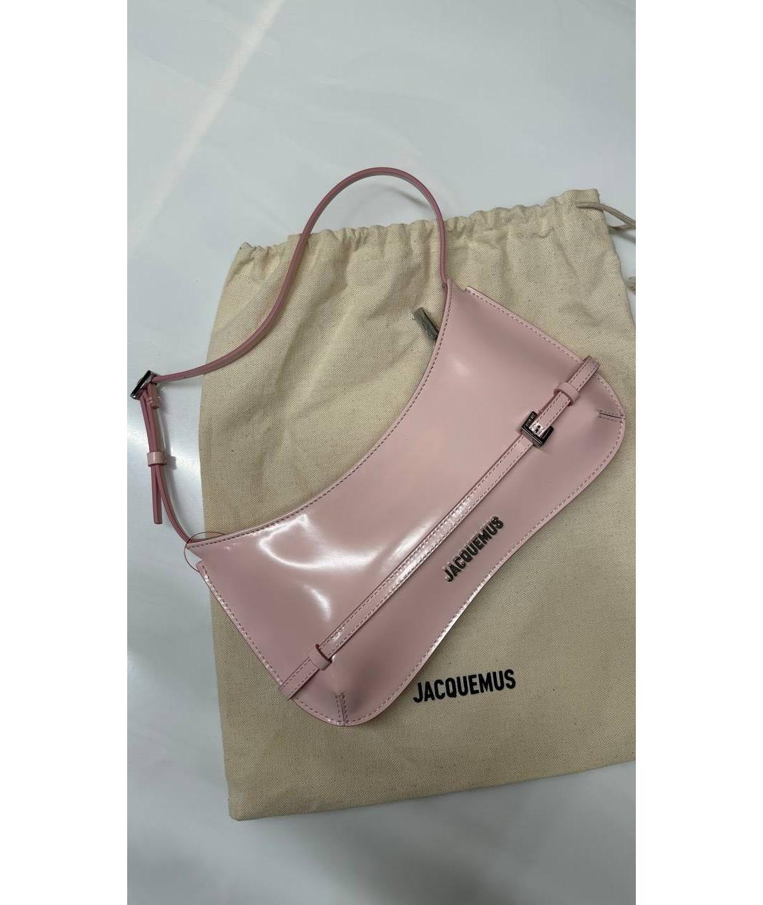 JACQUEMUS Розовая кожаная сумка с короткими ручками, фото 8