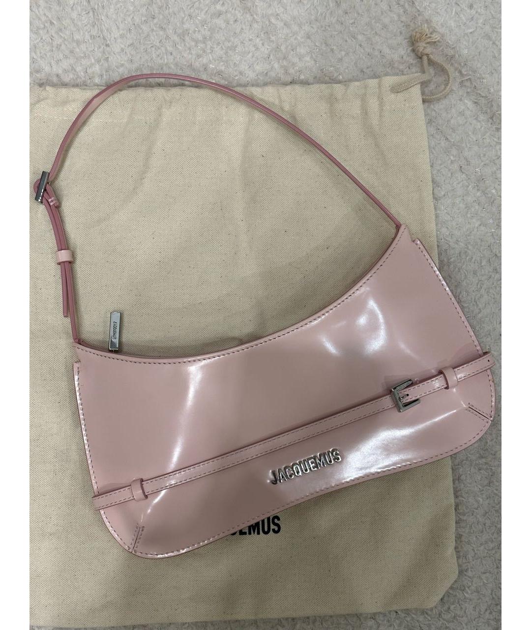 JACQUEMUS Розовая кожаная сумка с короткими ручками, фото 6