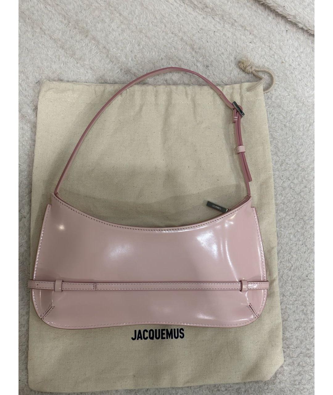 JACQUEMUS Розовая кожаная сумка с короткими ручками, фото 2