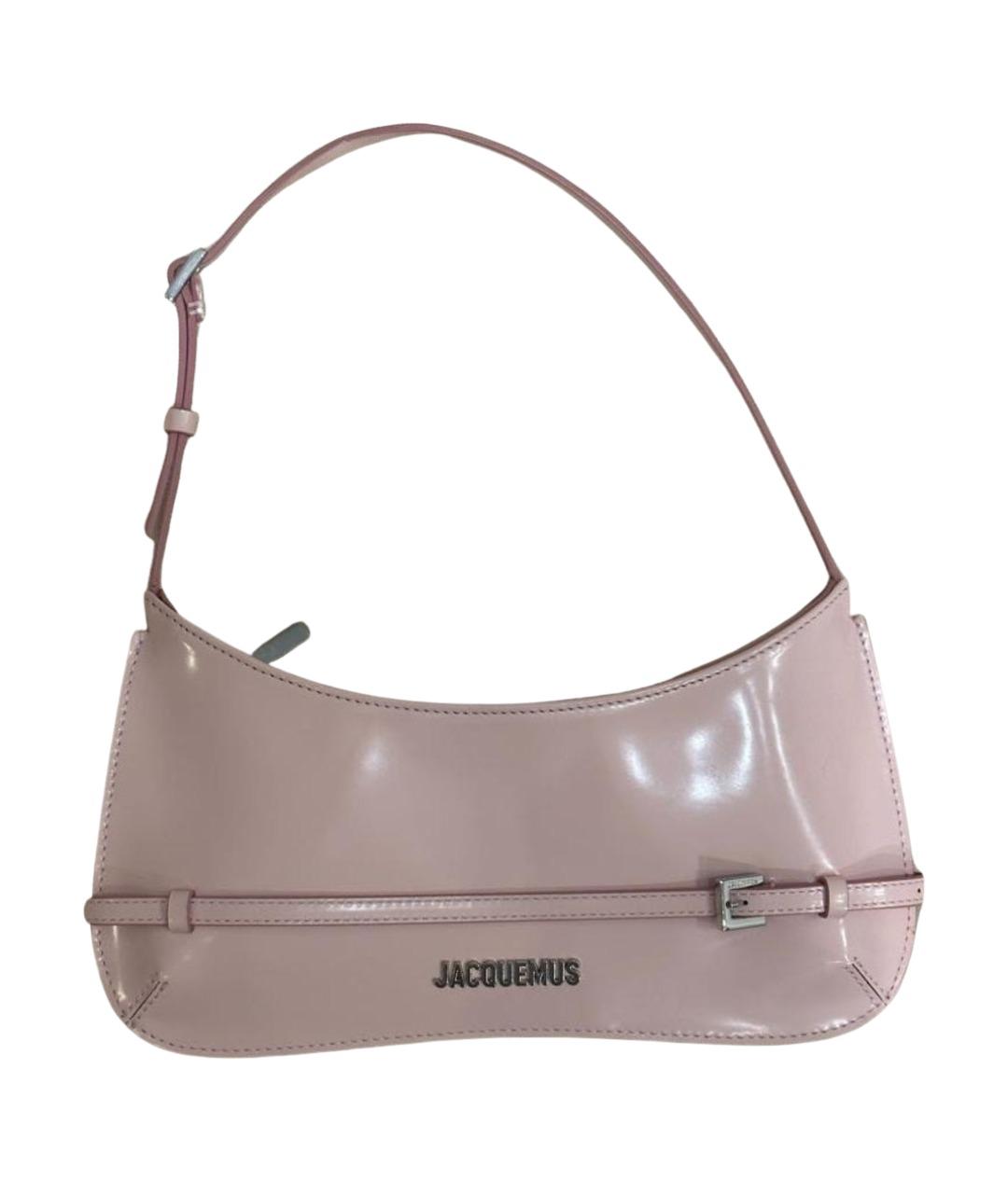 JACQUEMUS Розовая кожаная сумка с короткими ручками, фото 1