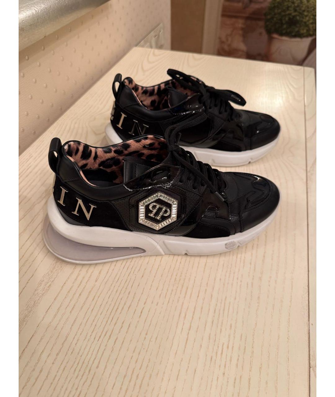 PHILIPP PLEIN Черные кожаные кроссовки, фото 5