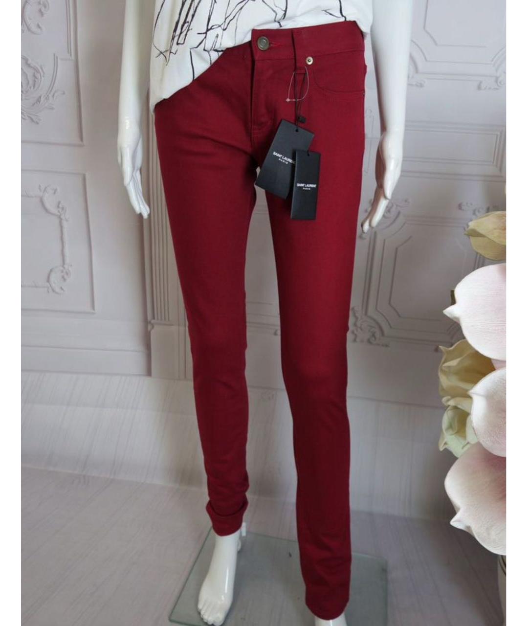 SAINT LAURENT Бордовые джинсы слим, фото 5