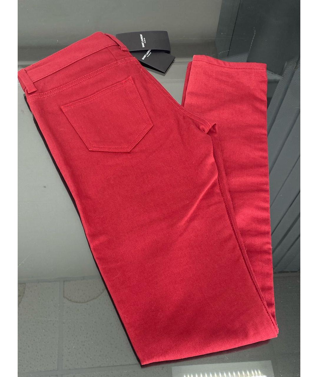 SAINT LAURENT Бордовые джинсы слим, фото 7