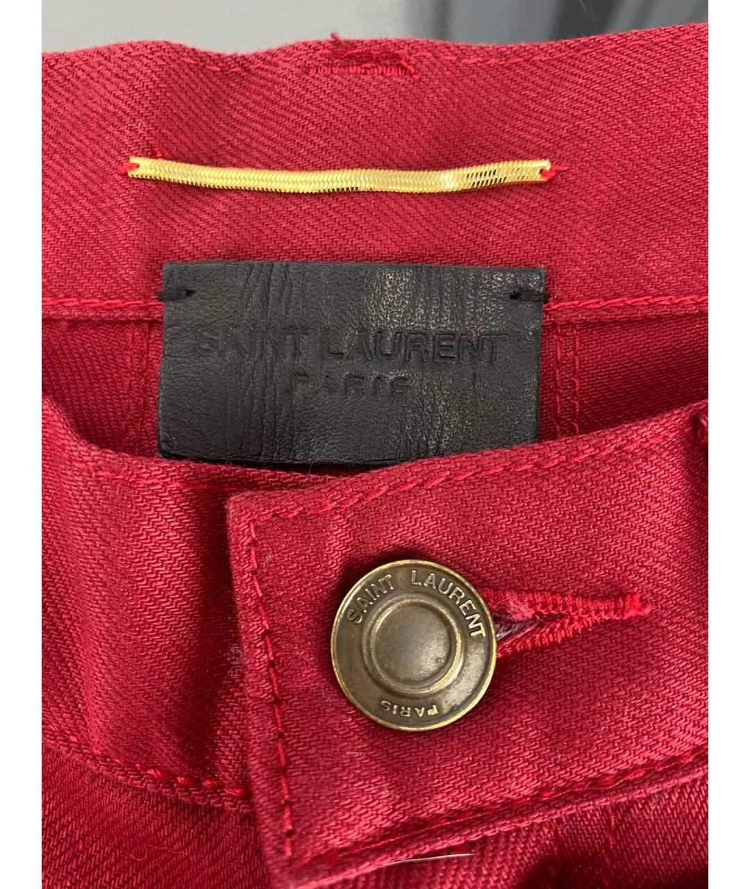 SAINT LAURENT Бордовые джинсы слим, фото 4