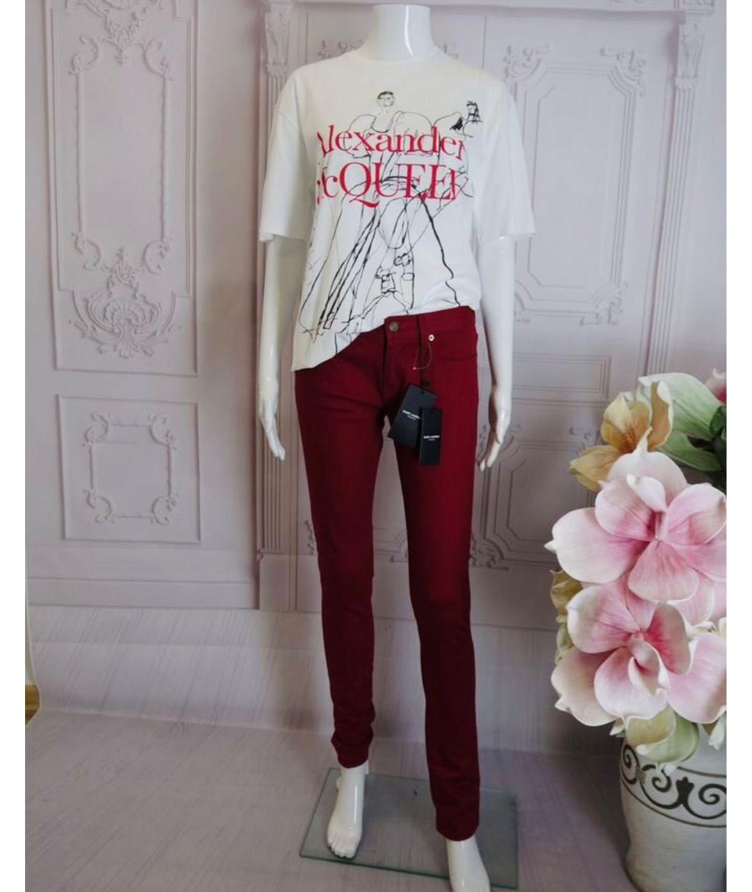 SAINT LAURENT Бордовые джинсы слим, фото 8