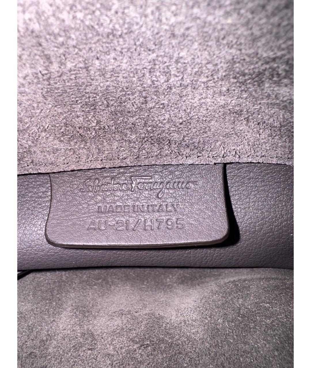 FERRAGAMO Антрацитовая замшевая сумка тоут, фото 5