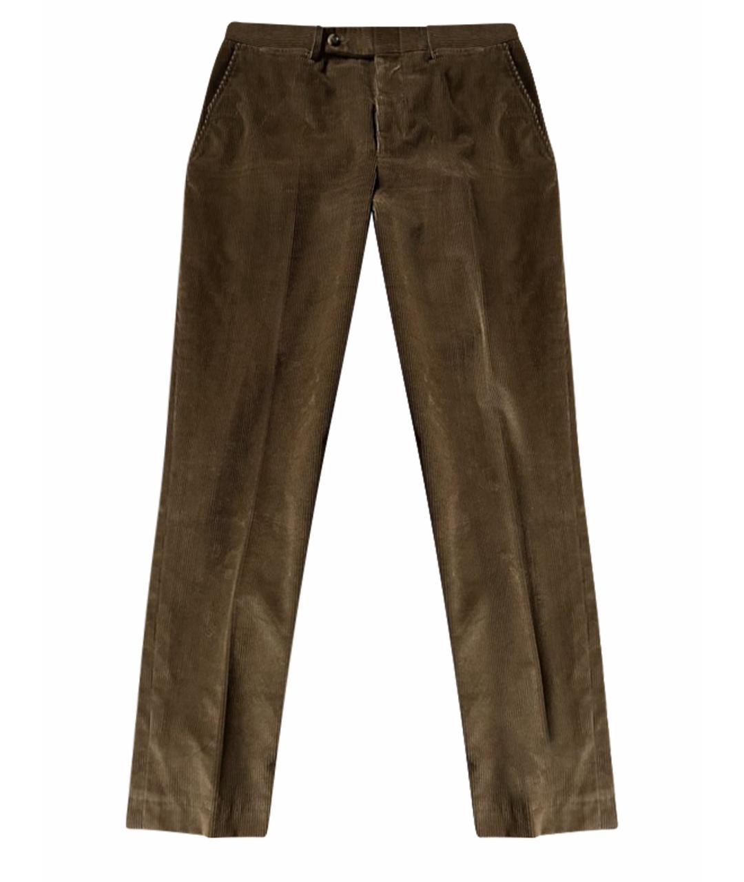 SAINT LAURENT Горчичные хлопковые повседневные брюки, фото 1