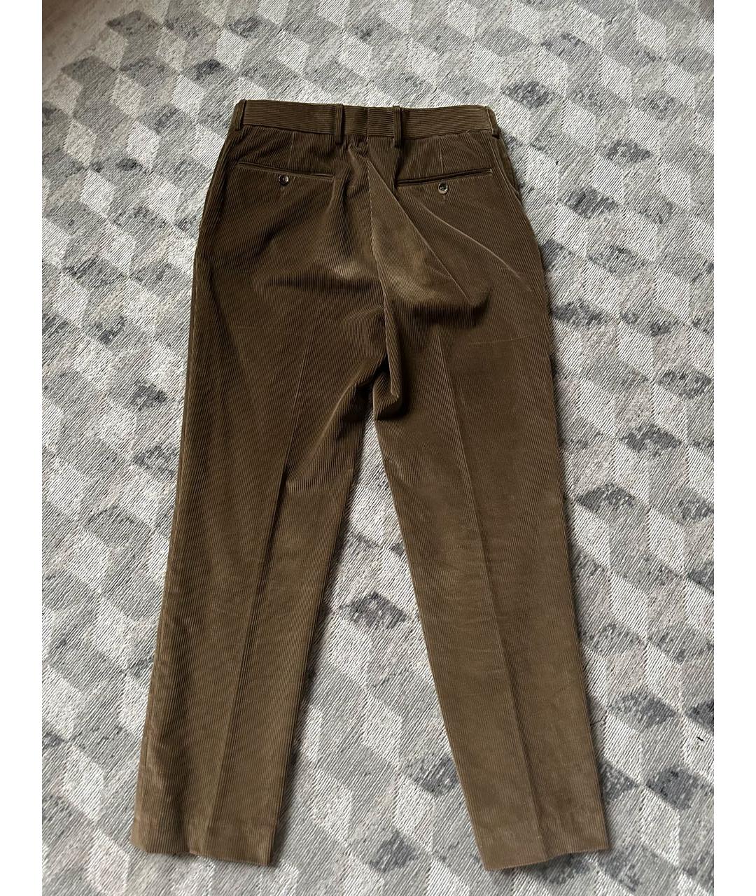 SAINT LAURENT Горчичные хлопковые повседневные брюки, фото 2
