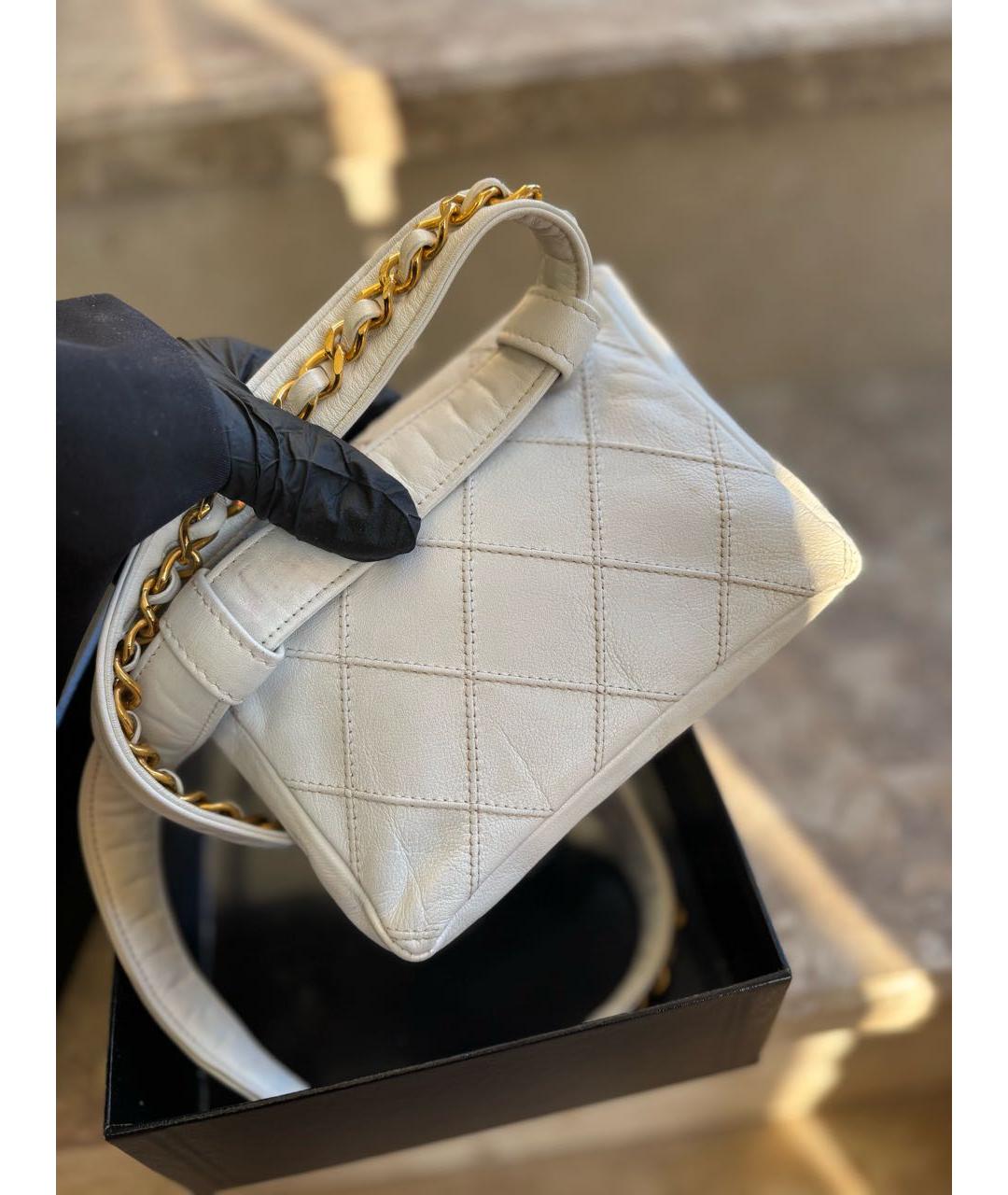 CHANEL Белая кожаная поясная сумка, фото 5