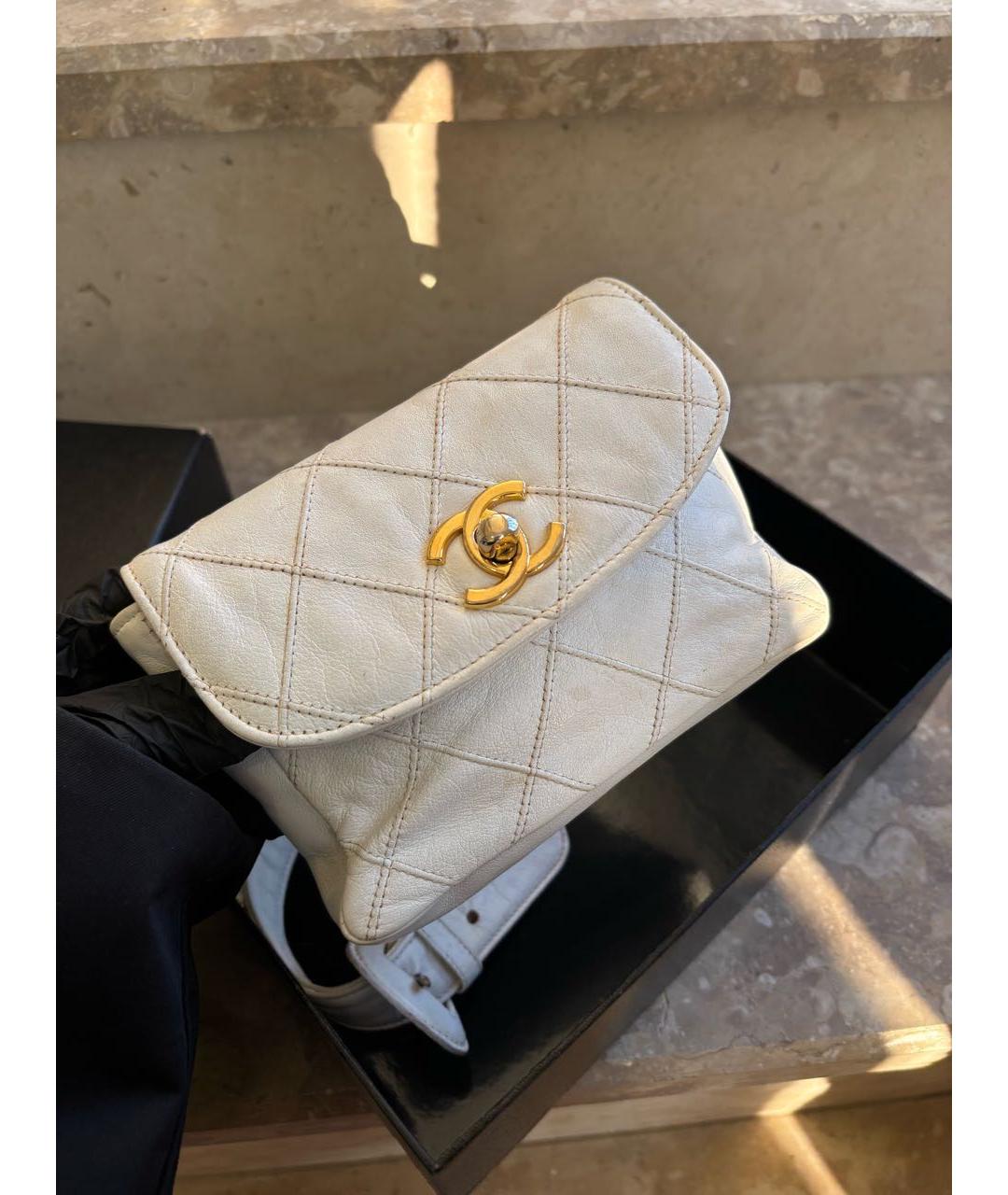 CHANEL Белая кожаная поясная сумка, фото 3