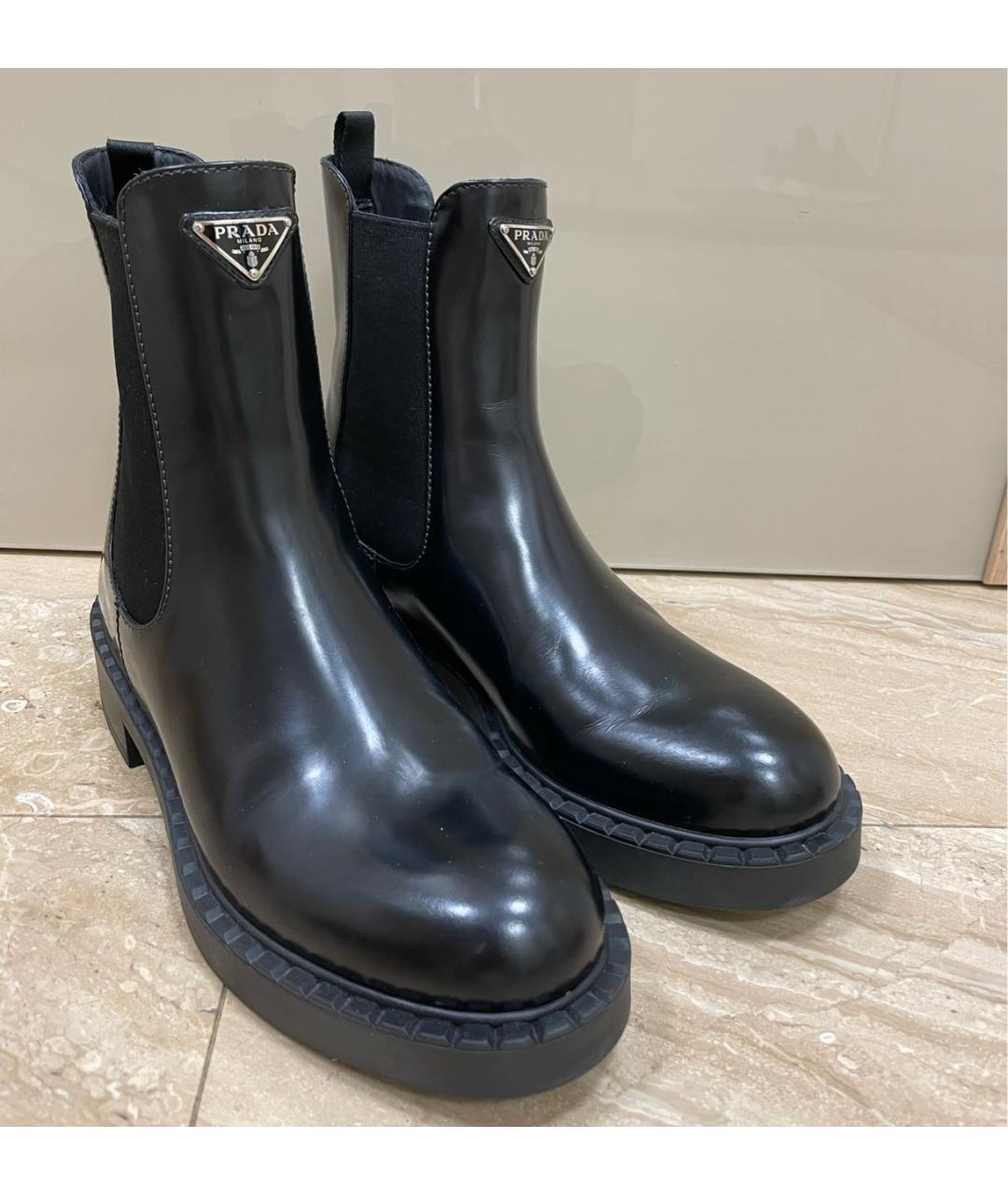 PRADA Черные кожаные полусапоги, фото 6
