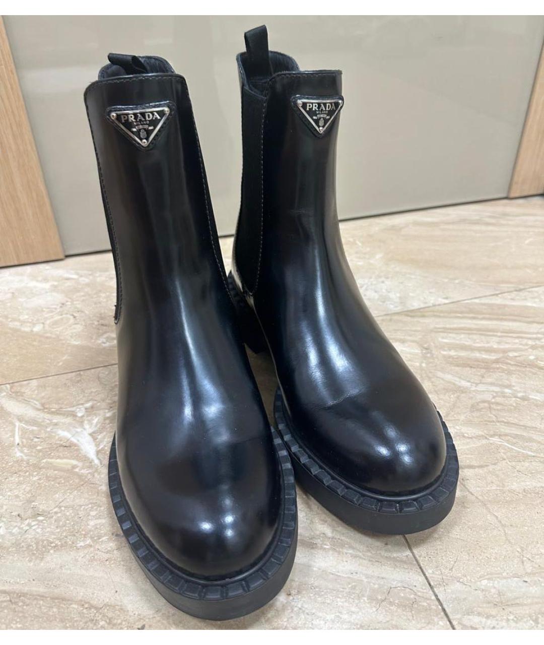 PRADA Черные кожаные полусапоги, фото 2