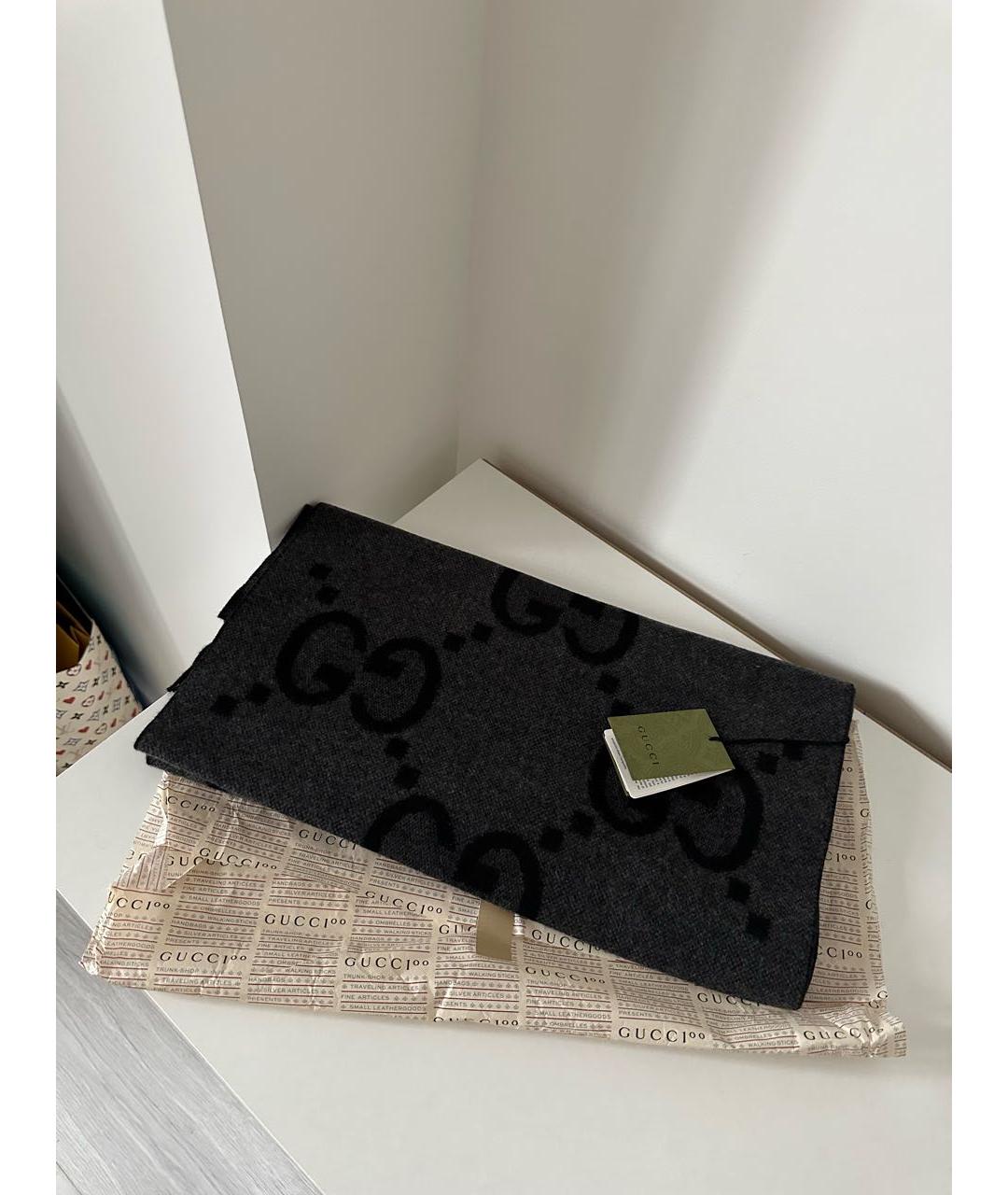 GUCCI Серый кашемировый шарф, фото 2