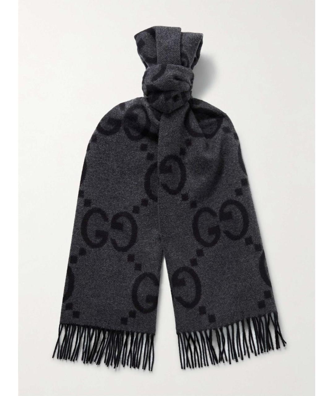 GUCCI Серый кашемировый шарф, фото 4