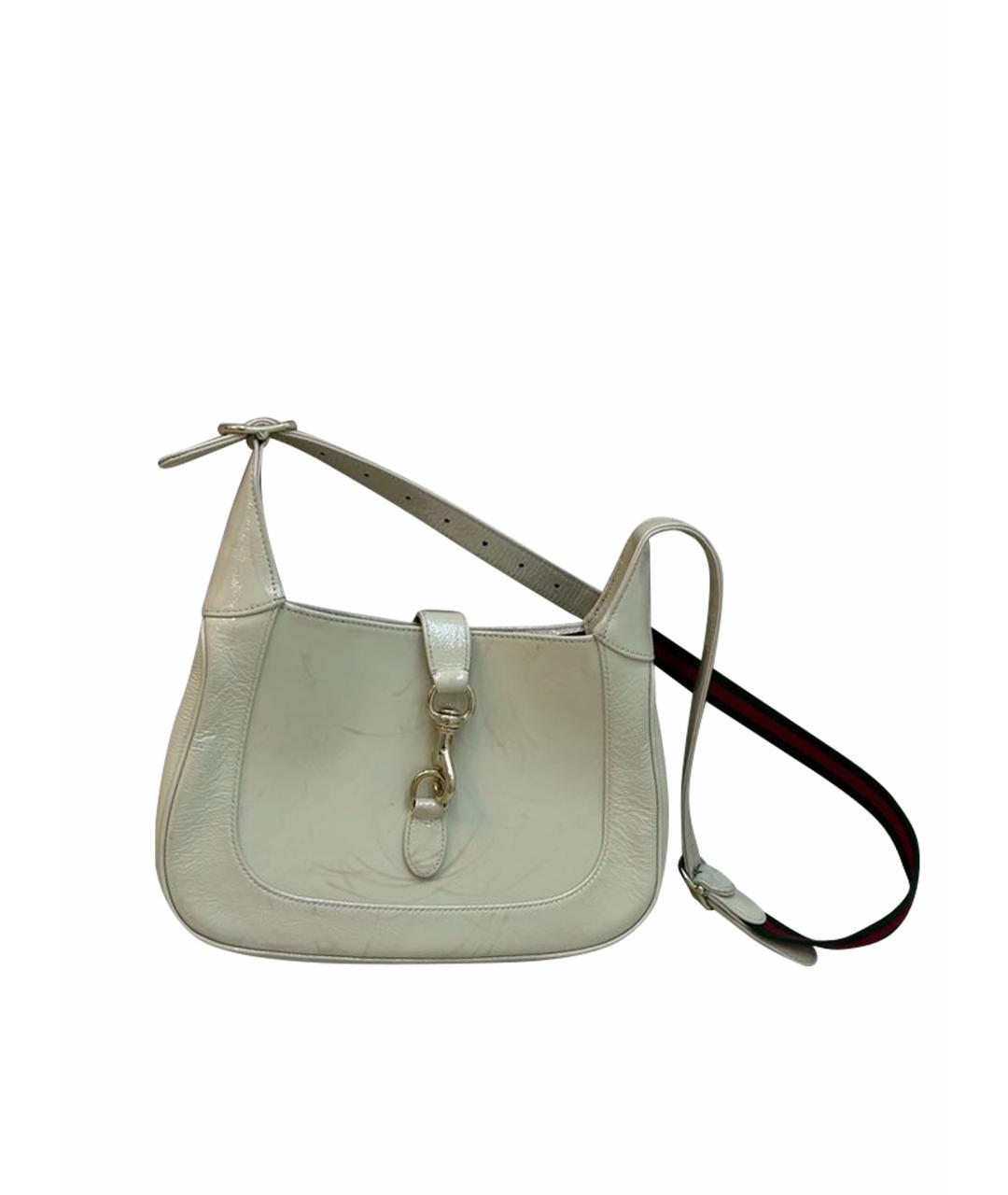 GUCCI Бежевая сумка через плечо из лакированной кожи, фото 1