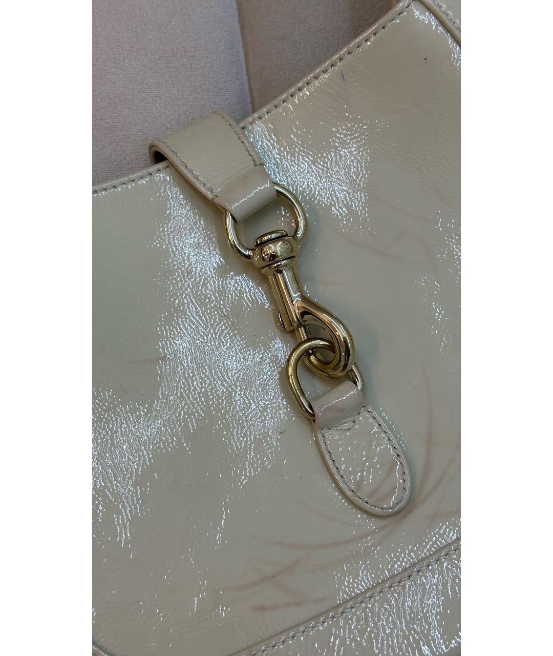 GUCCI Бежевая сумка через плечо из лакированной кожи, фото 2