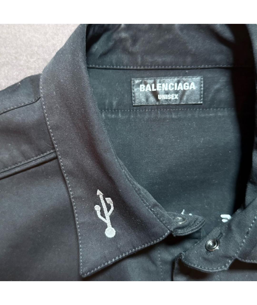 BALENCIAGA Черная хлопковая кэжуал рубашка, фото 3