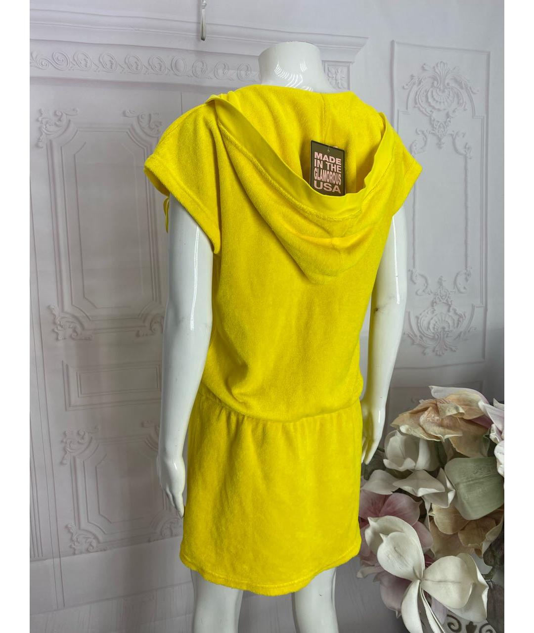 JUICY COUTURE Желтое хлопковое повседневное платье, фото 6