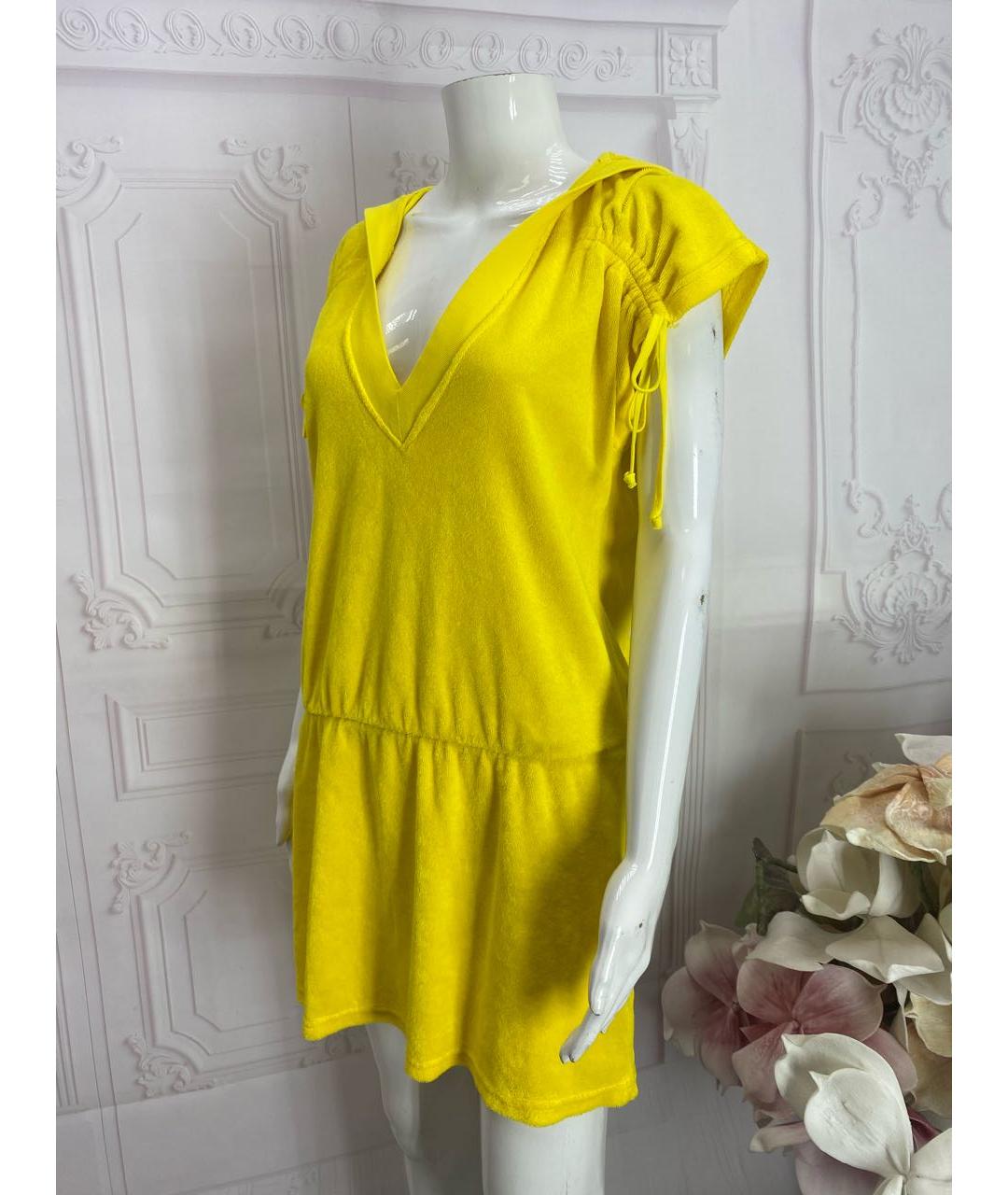 JUICY COUTURE Желтое хлопковое повседневное платье, фото 7