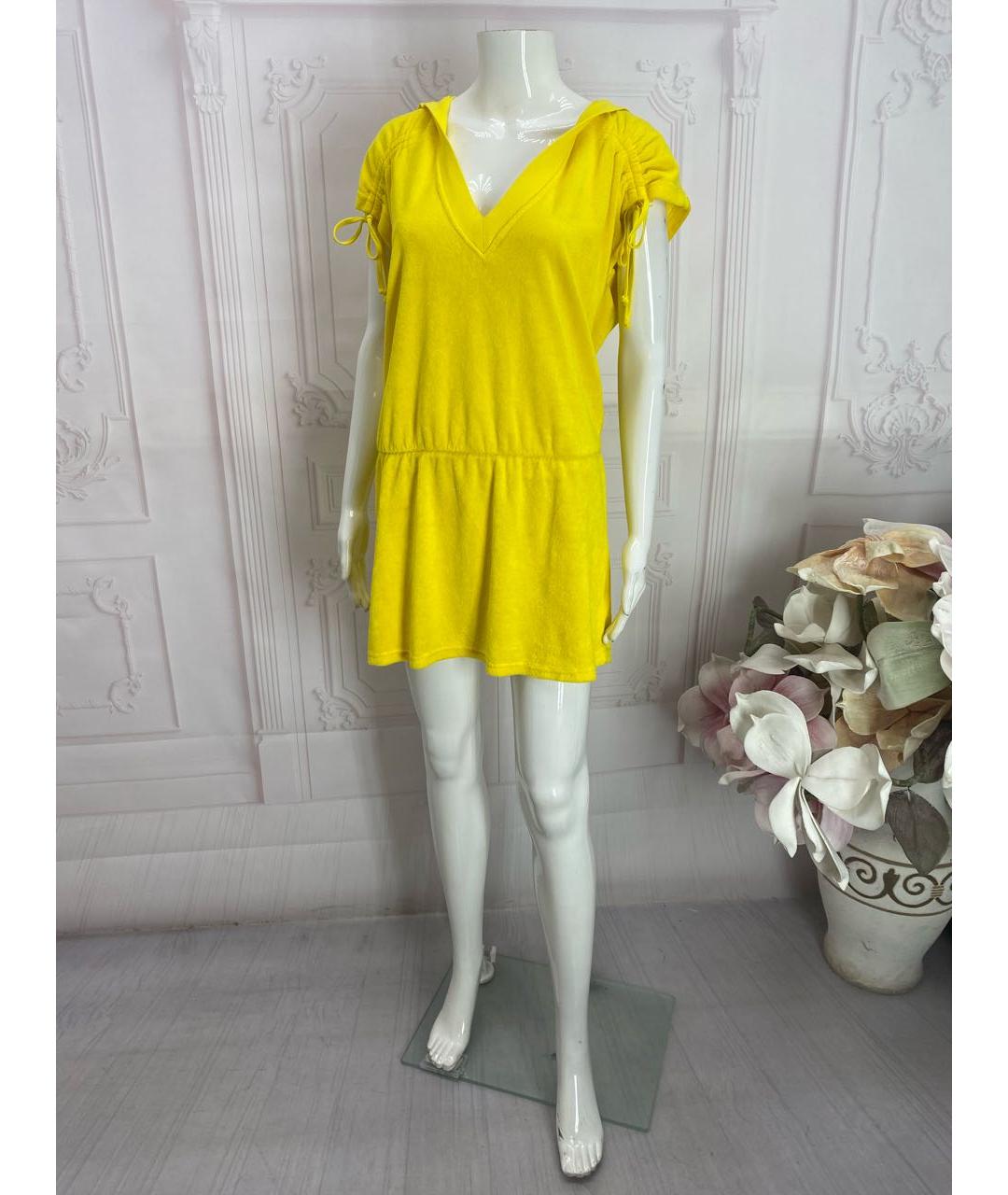 JUICY COUTURE Желтое хлопковое повседневное платье, фото 4