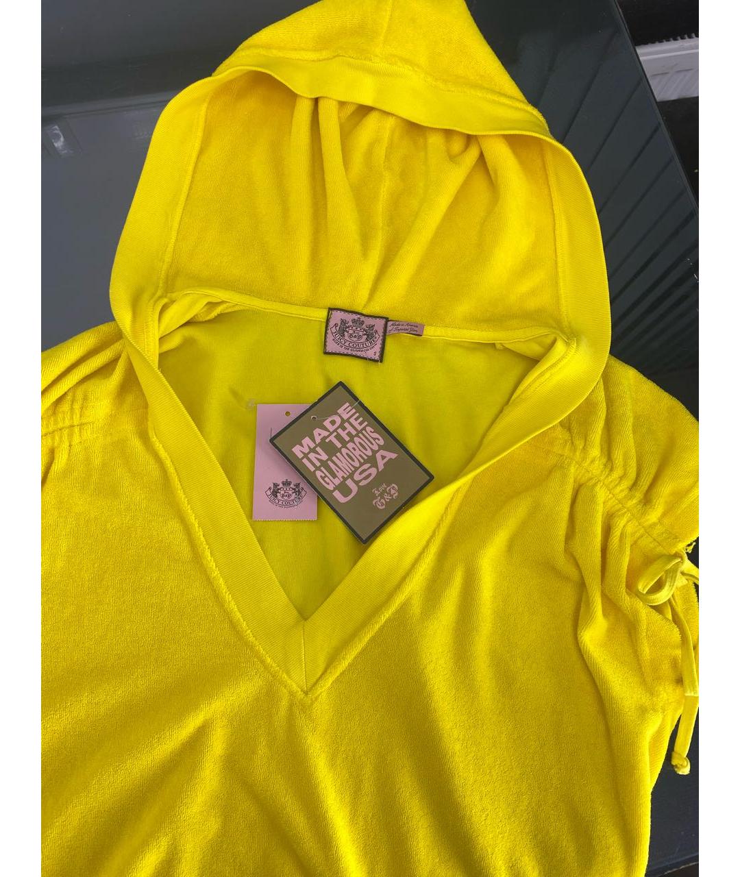 JUICY COUTURE Желтое хлопковое повседневное платье, фото 3