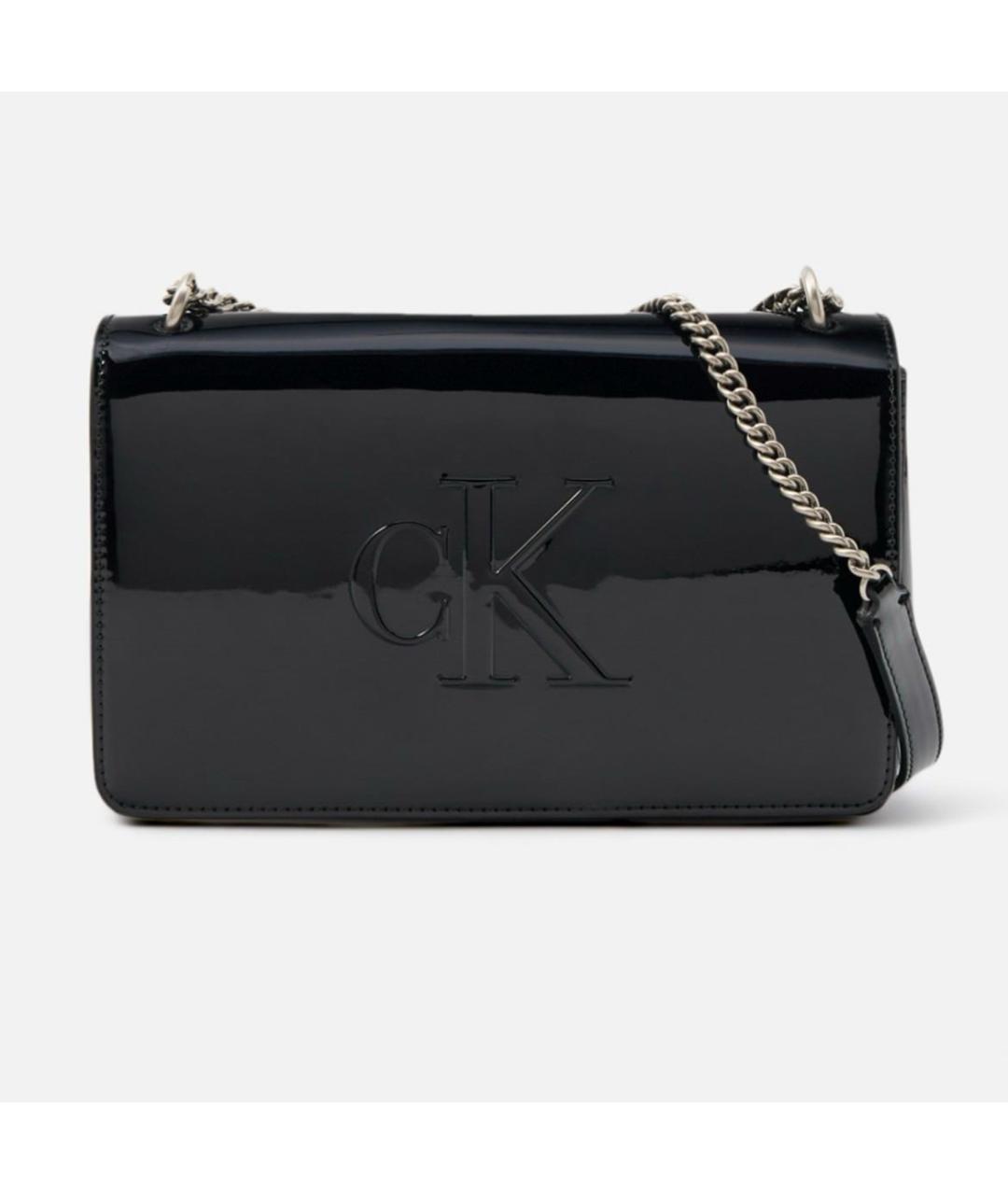 CALVIN KLEIN Черная сумка через плечо из лакированной кожи, фото 3