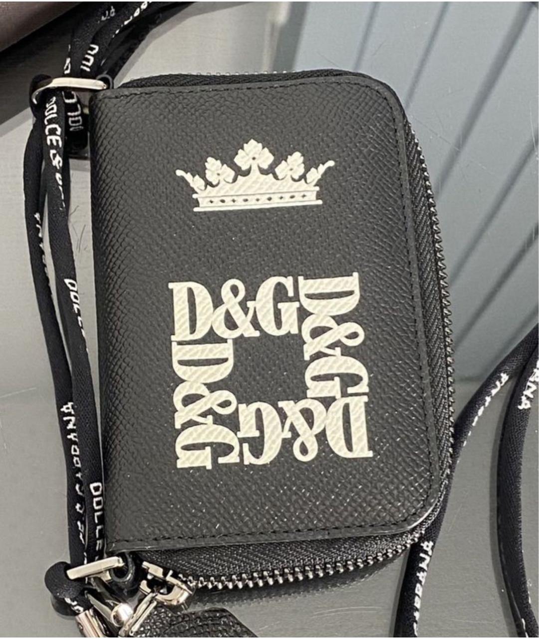 DOLCE&GABBANA Черный кожаный кошелек, фото 3