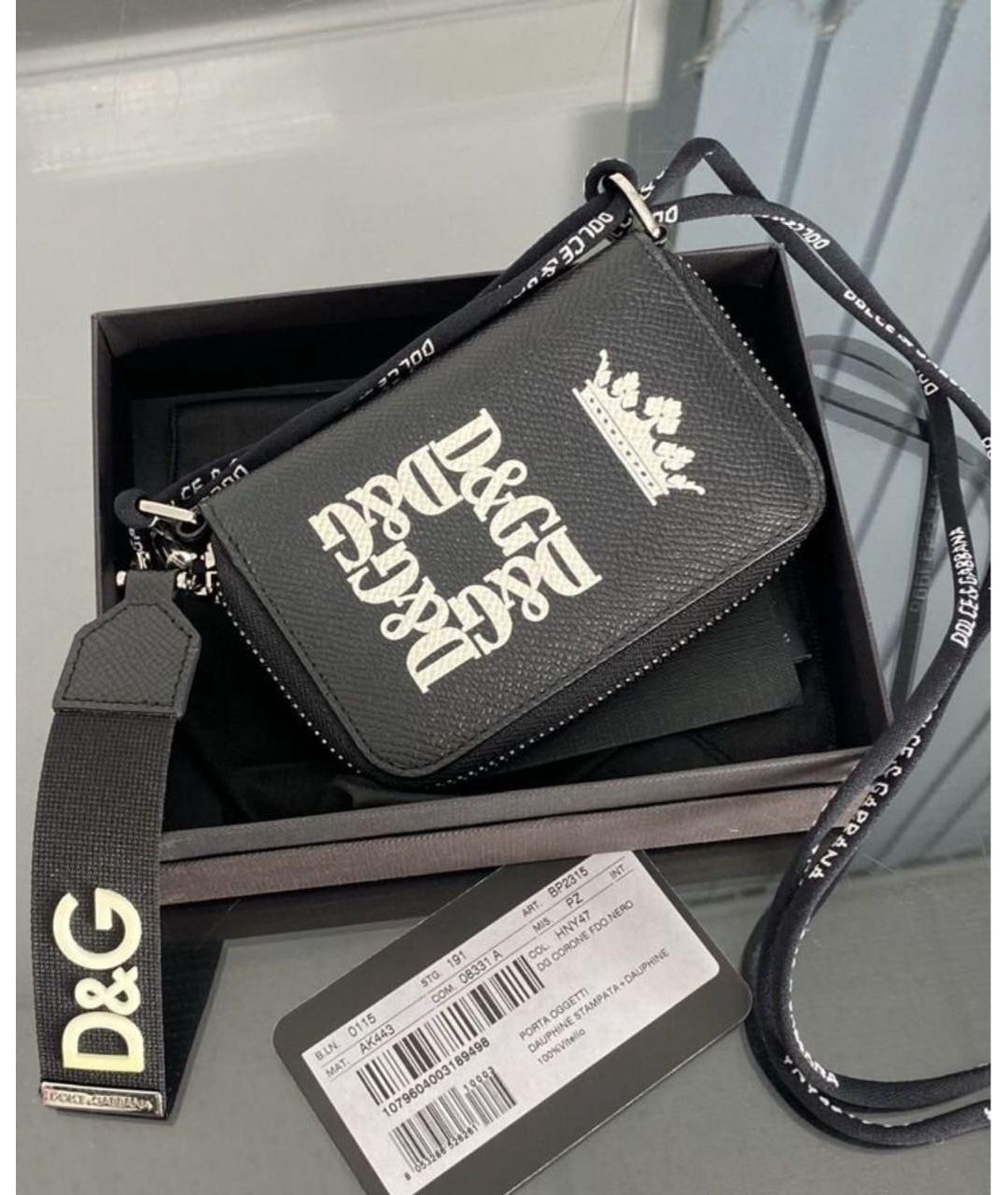 DOLCE&GABBANA Черный кожаный кошелек, фото 2