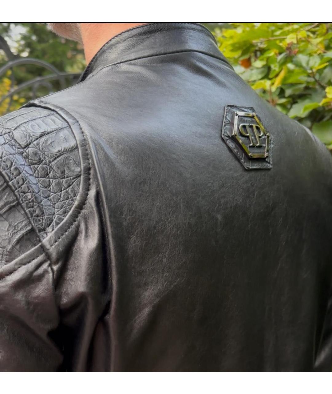 PHILIPP PLEIN Черная куртка из экзотической кожи, фото 8