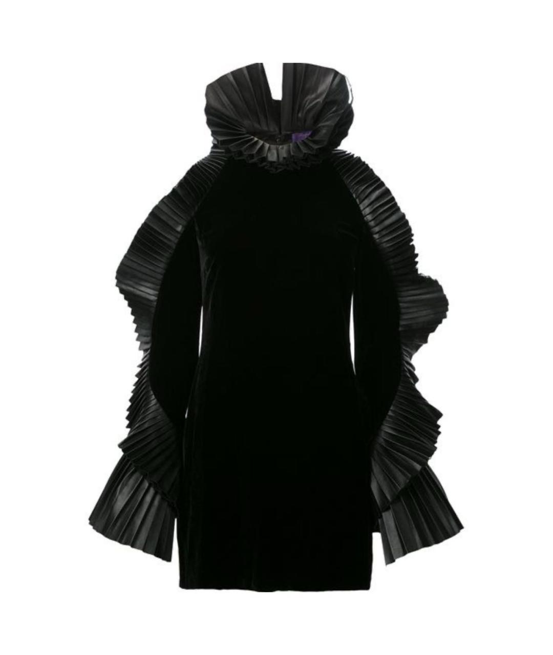 RALPH LAUREN PURPLE LABEL Черное бархатное коктейльное платье, фото 1