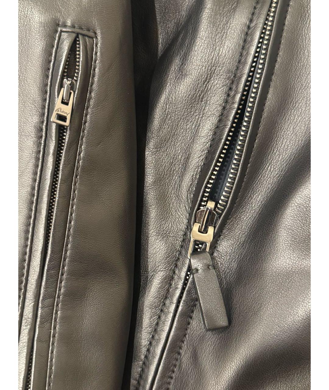 BRIONI Черная кожаная куртка, фото 4
