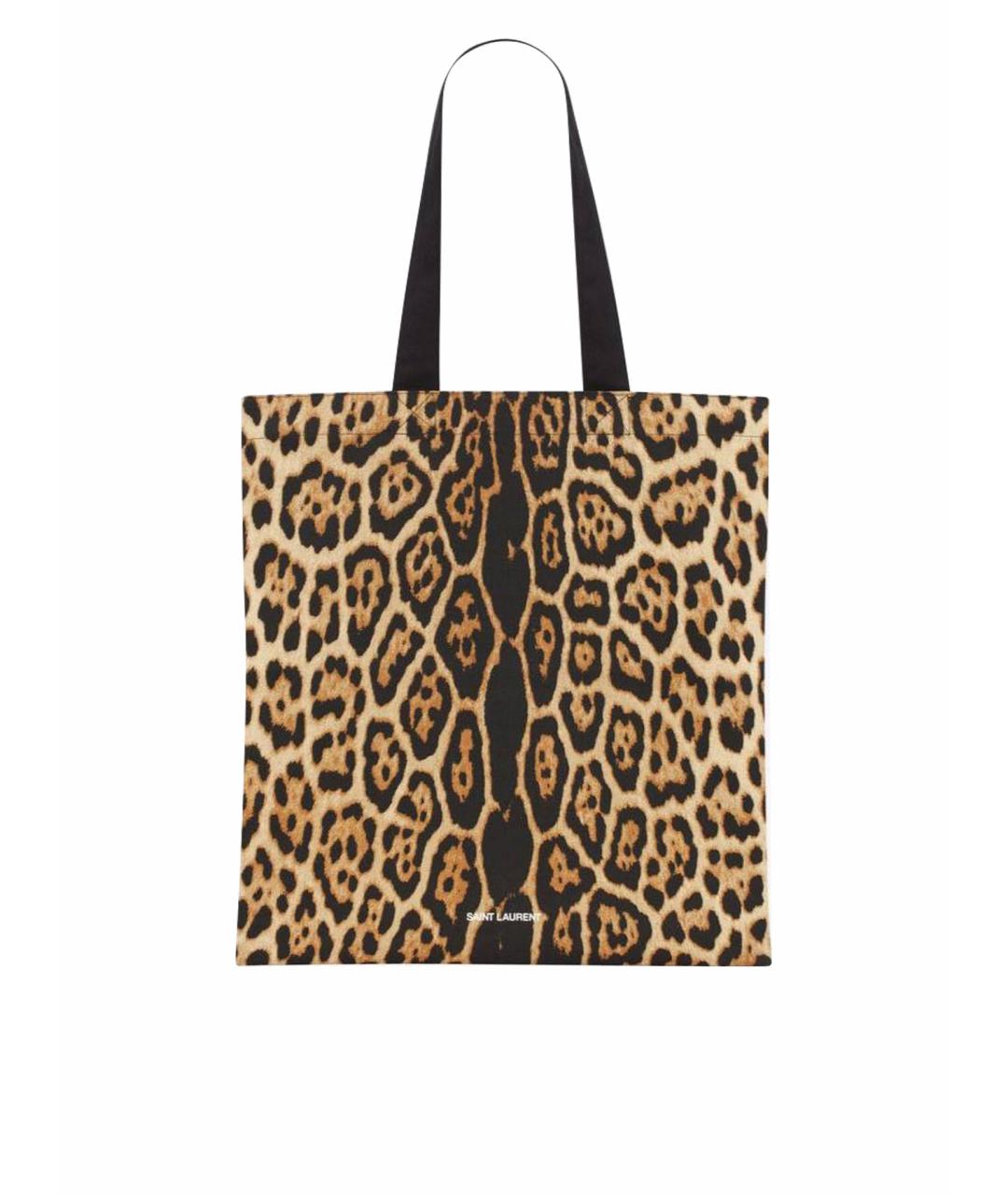 SAINT LAURENT Коричневая тканевая сумка тоут, фото 1